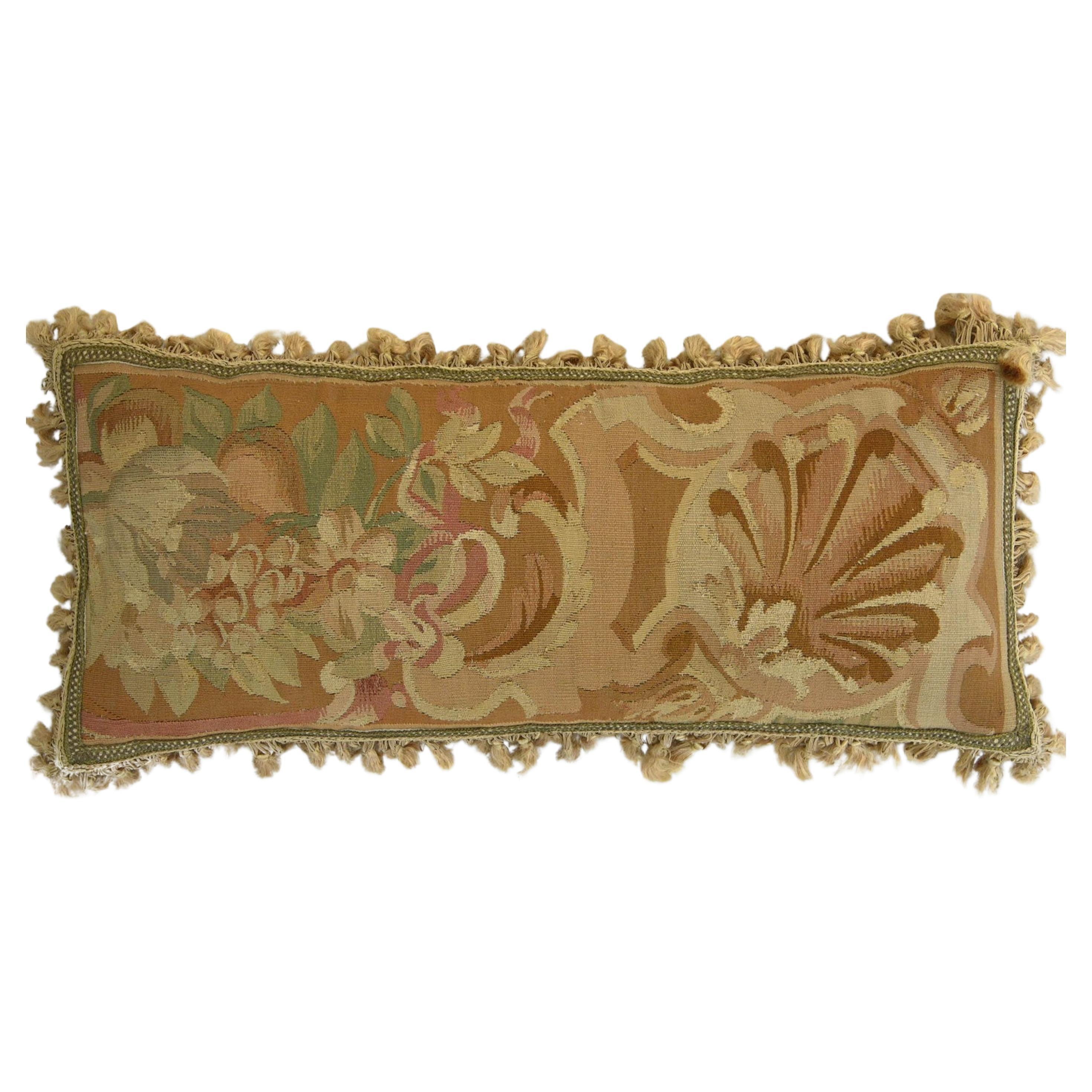 Antique 18th Century French Tapestry Pillow - 23'' X 10'' For Sale