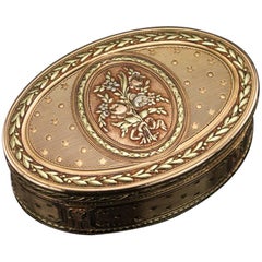 Antique 18th Century French Three-Color 18-Karat Gold Snuff Box, circa 1785