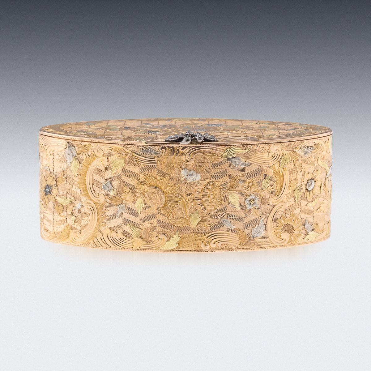 Antique 18th Century French Three-Colour 18K Gold Snuff Box c.1780 In Good Condition In Royal Tunbridge Wells, Kent