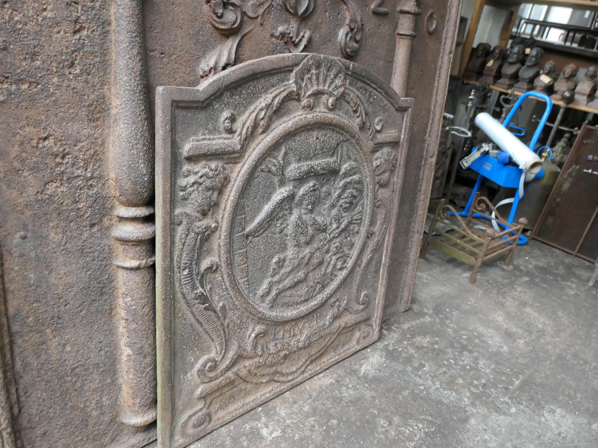 Antique 18th Century French 'Winter' Fireback / Backsplash In Good Condition For Sale In Amerongen, NL