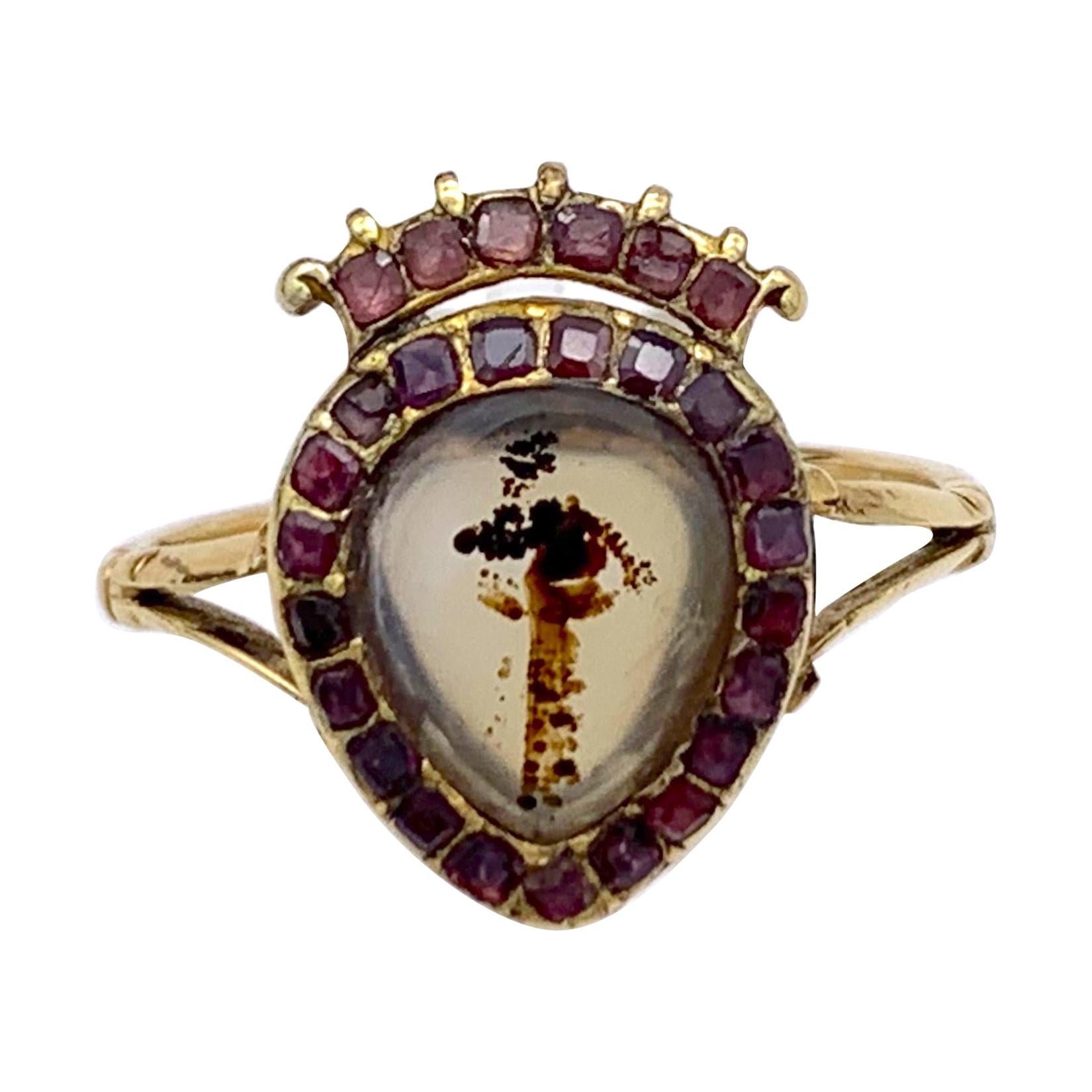 Antique 18th Century Garnet Moss Agate Gold Crowned Heart Locket Ring,  England For Sale at 1stDibs | antique locket ring, 18th century ring, 18th  century wedding rings