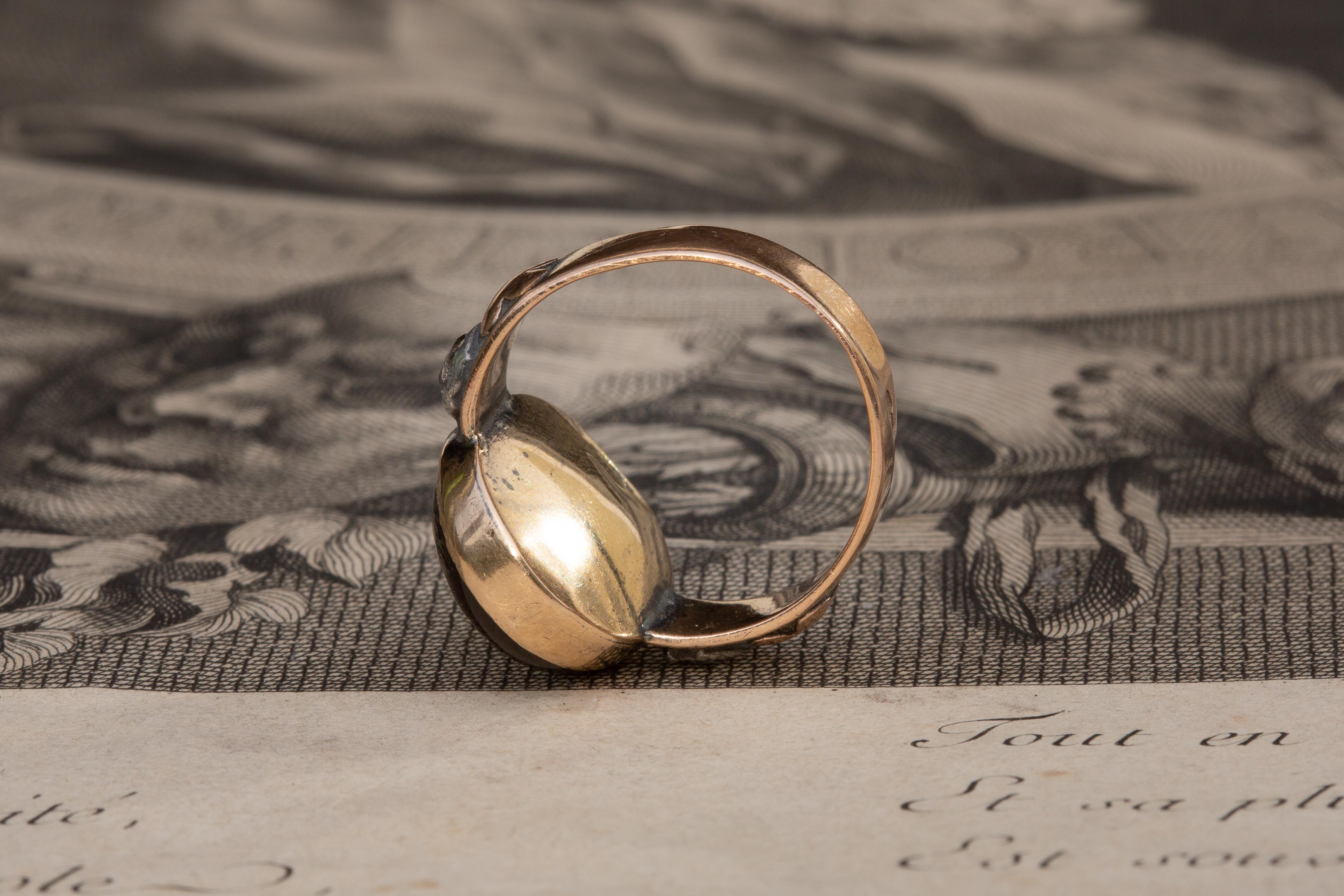 Georgian Antique 18th Century Garnet Zeus Jupiter Intaglio Signet Ring with Diamonds