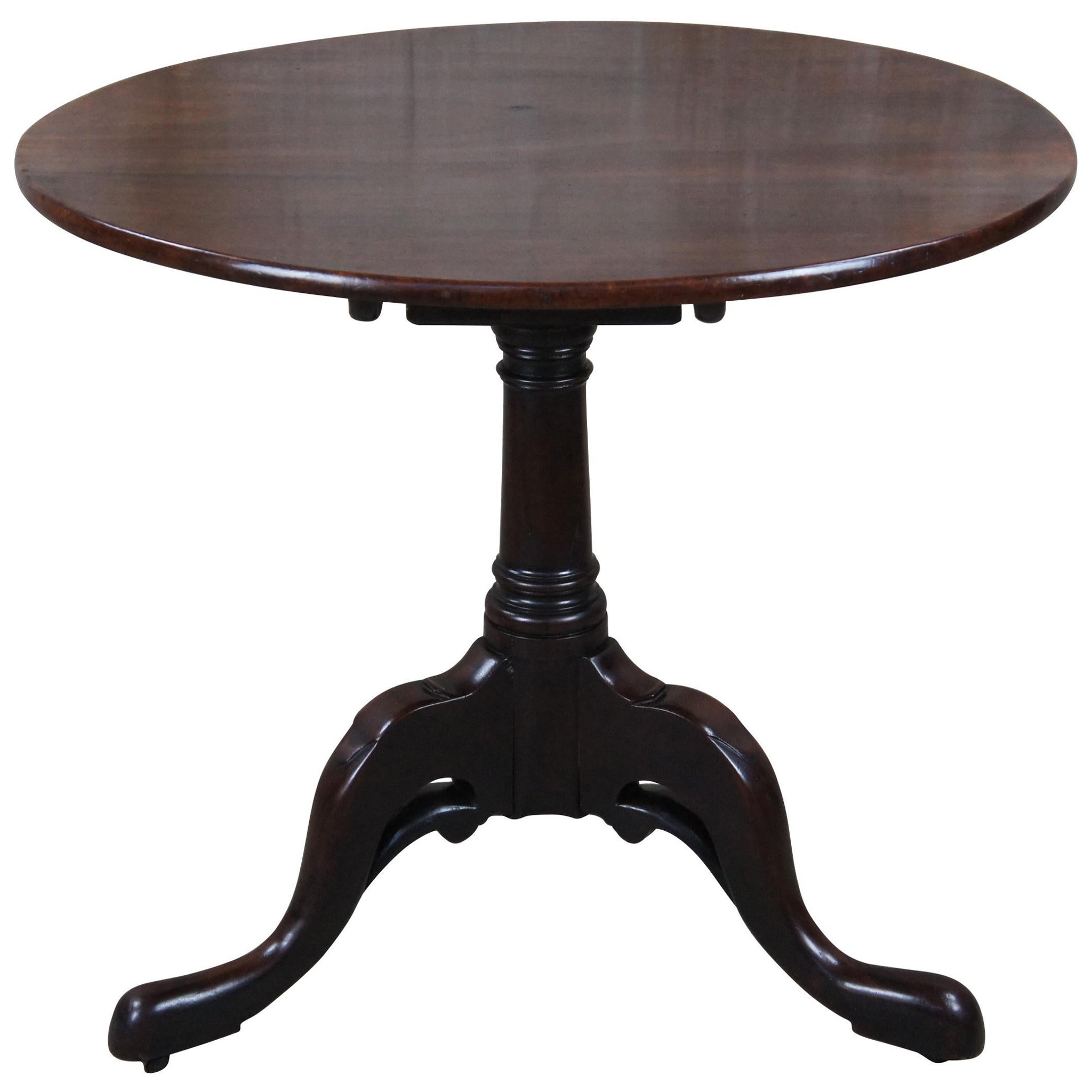 Antique 18th Century George II English Mahogany Tilt Top Birdcage Tea Table