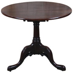 Antique 18th Century George II English Mahogany Tilt Top Birdcage Tea Table
