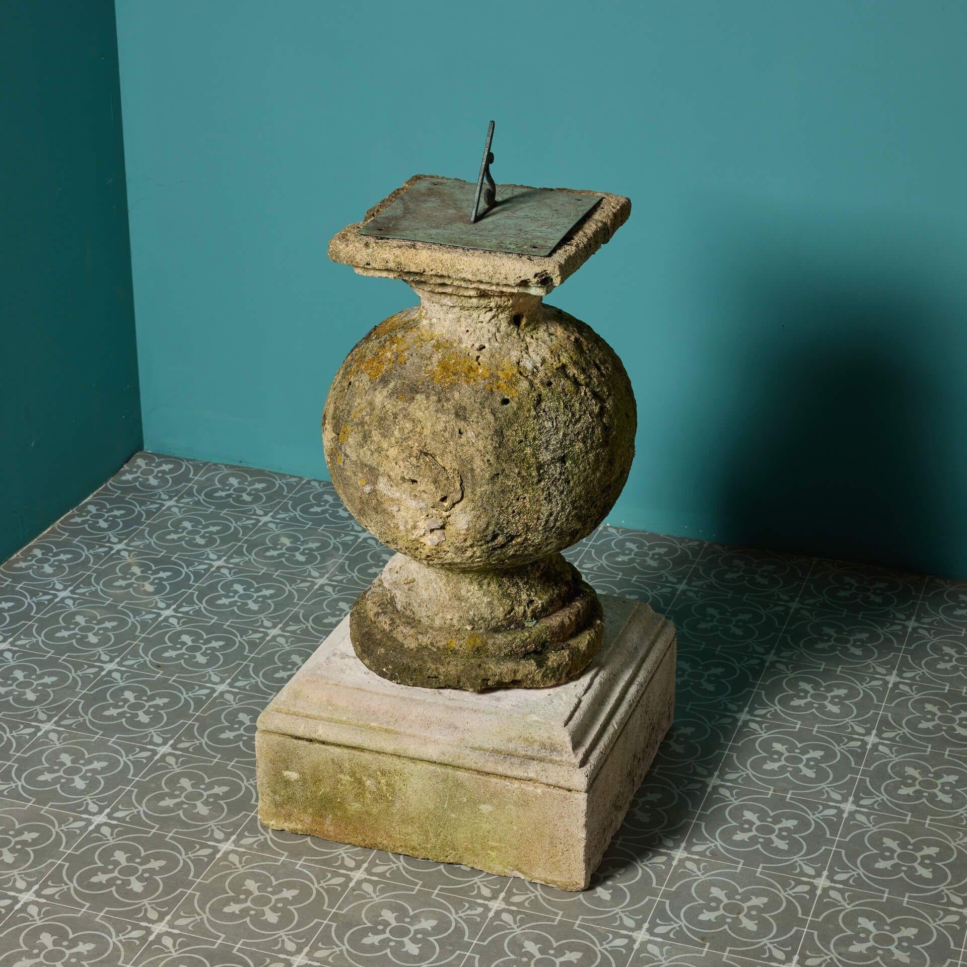English Antique 18th Century George II Limestone Sundial For Sale