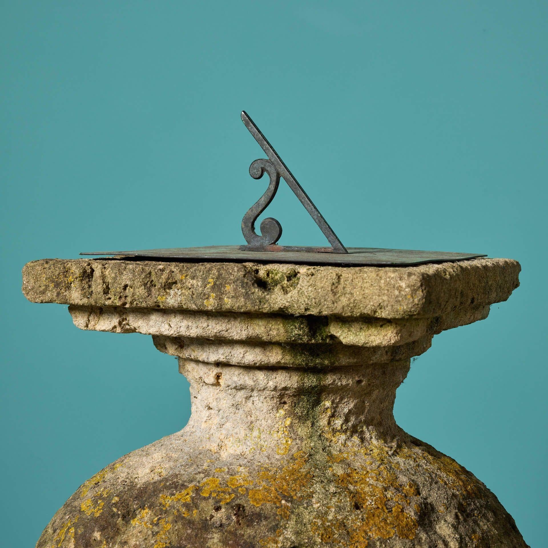 Metal Antique 18th Century George II Limestone Sundial For Sale