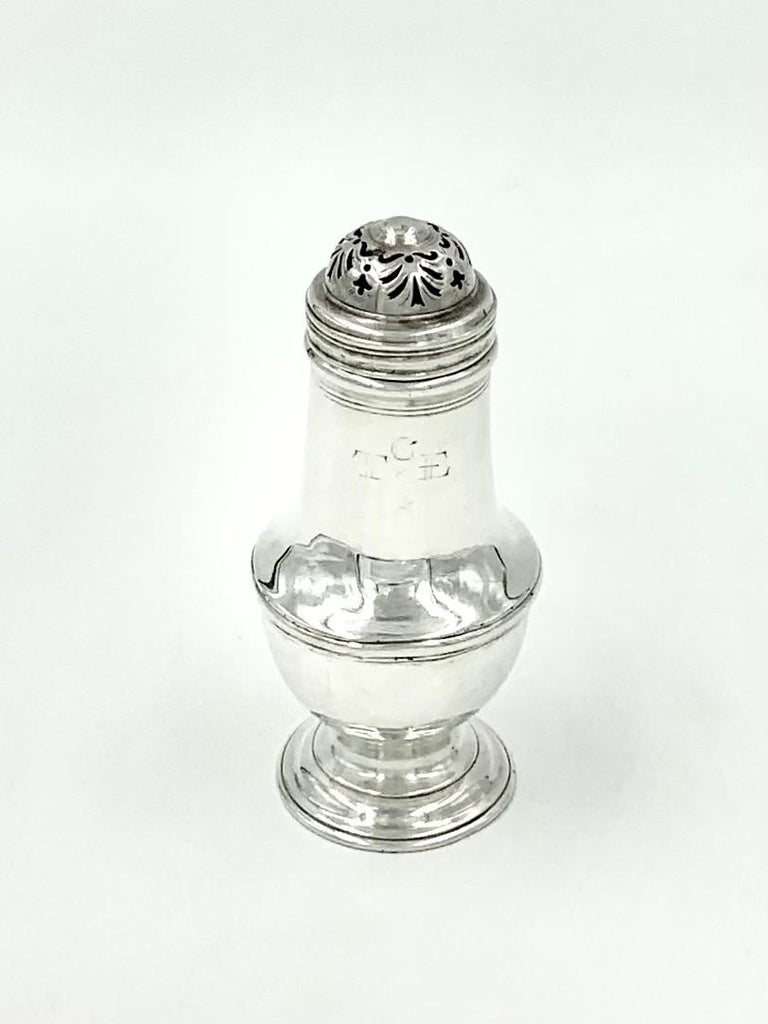 Women's or Men's Antique 18th Century George II Period Sterling Silver Caster, London, 1737 For Sale