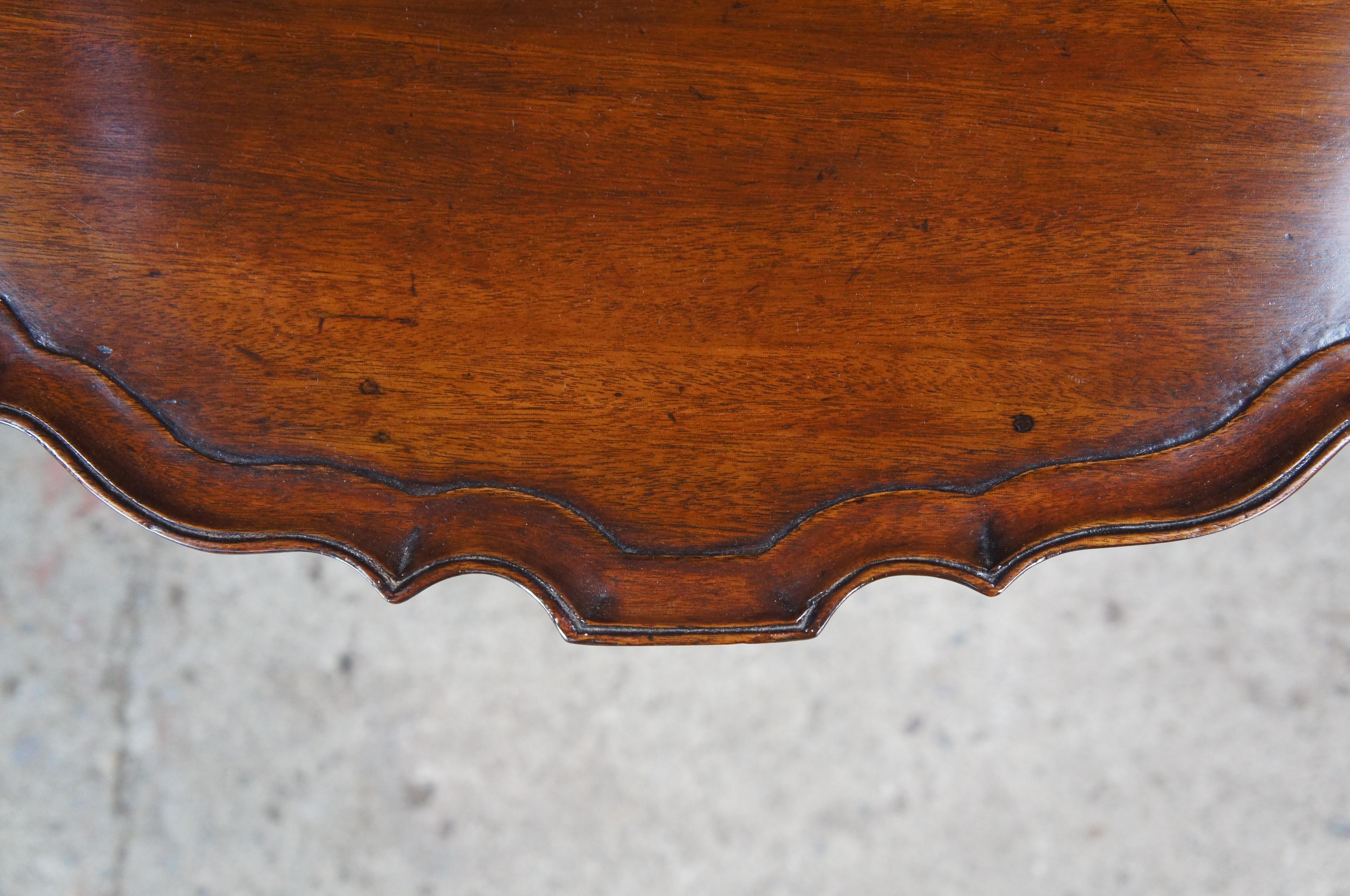Brass Antique 18th Century George II Solid Mahogany Pie Crust Tilt Top Tea Table For Sale