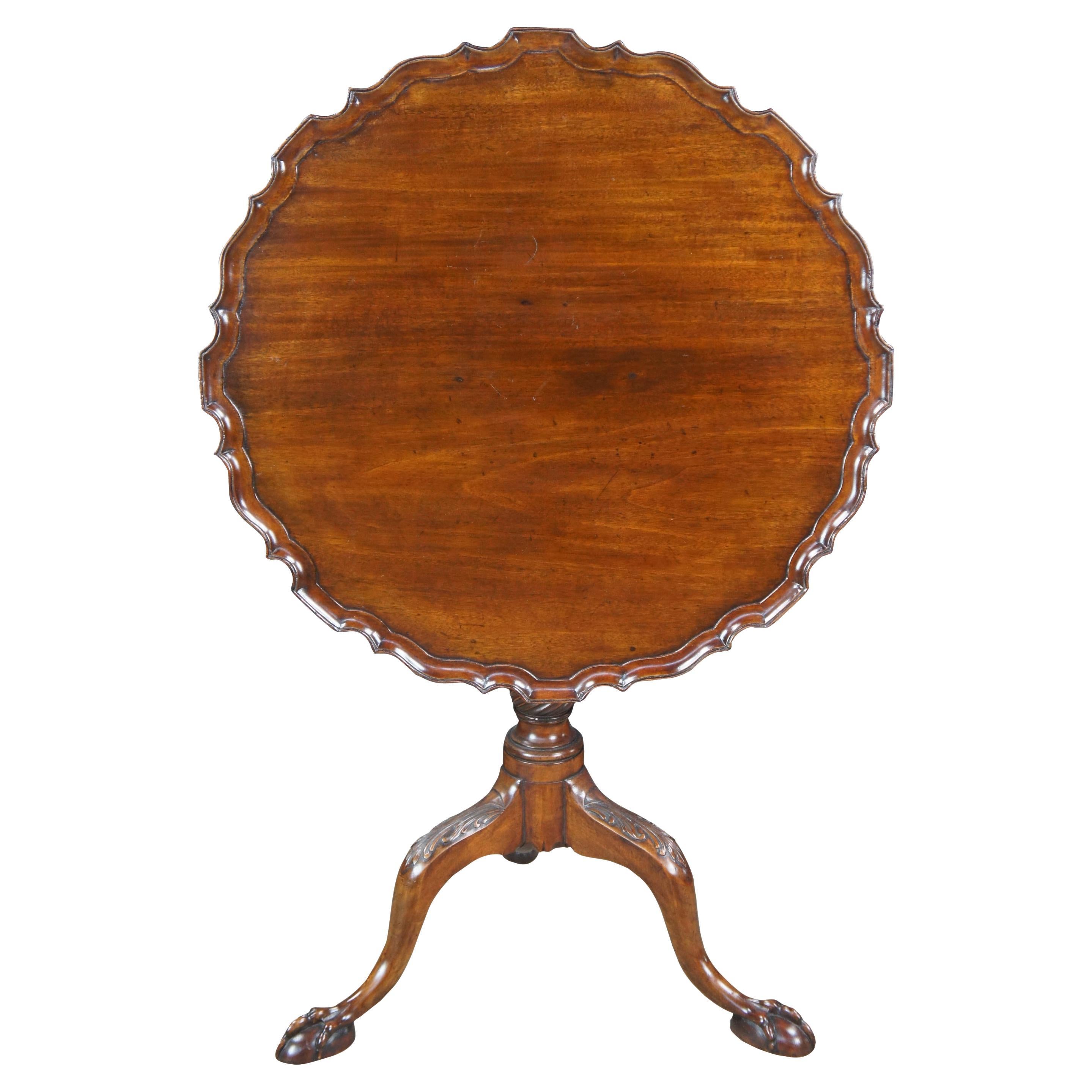 Antique 18th Century George II Solid Mahogany Pie Crust Tilt Top Tea Table
