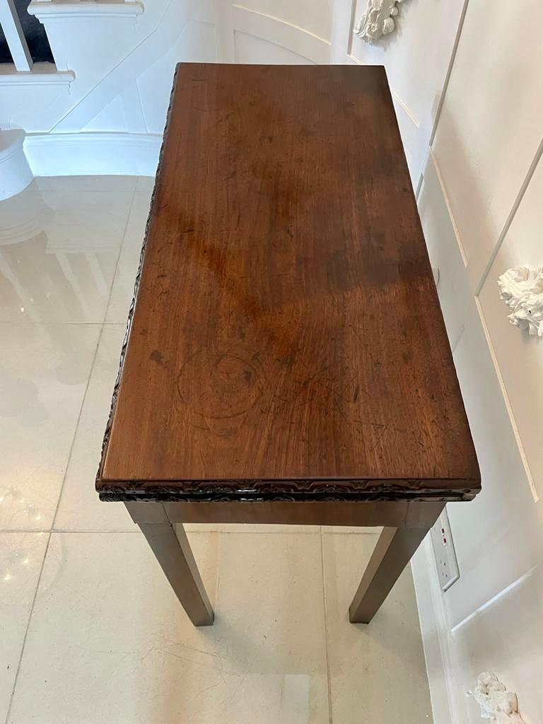 Antique 18th Century George III Chippendale Mahogany Carved Card/Side Table For Sale 4