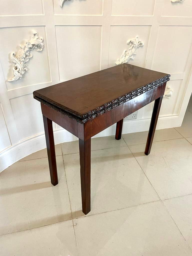 English Antique 18th Century George III Chippendale Mahogany Carved Card/Side Table For Sale