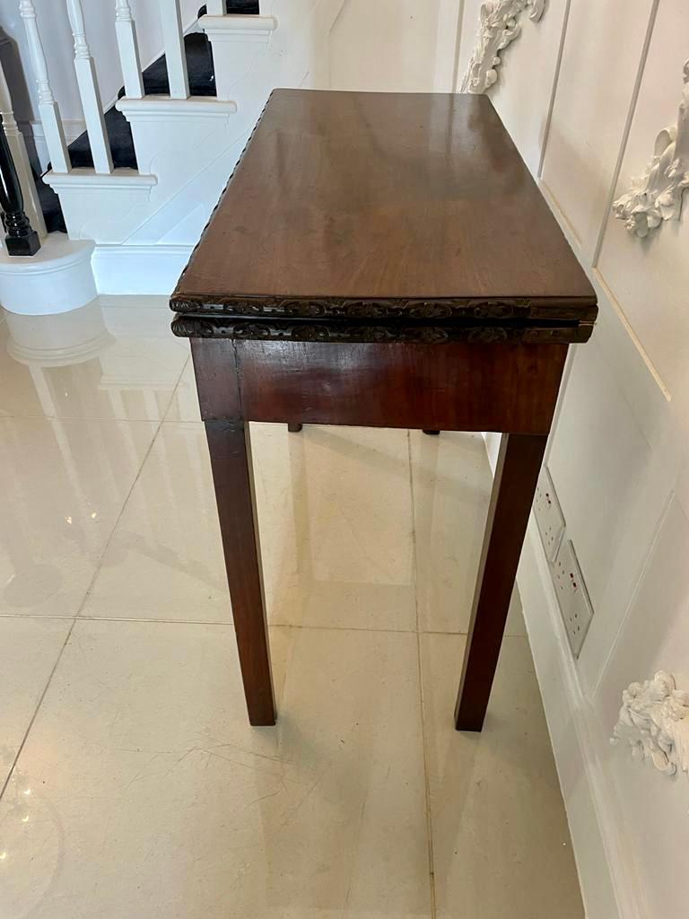 Antique 18th Century George III Chippendale Mahogany Carved Card/Side Table For Sale 1