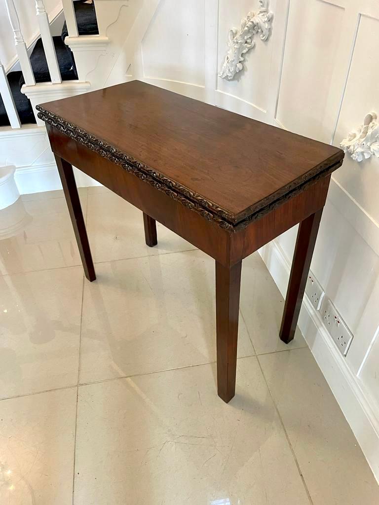 Antique 18th Century George III Chippendale Mahogany Carved Card/Side Table For Sale 3