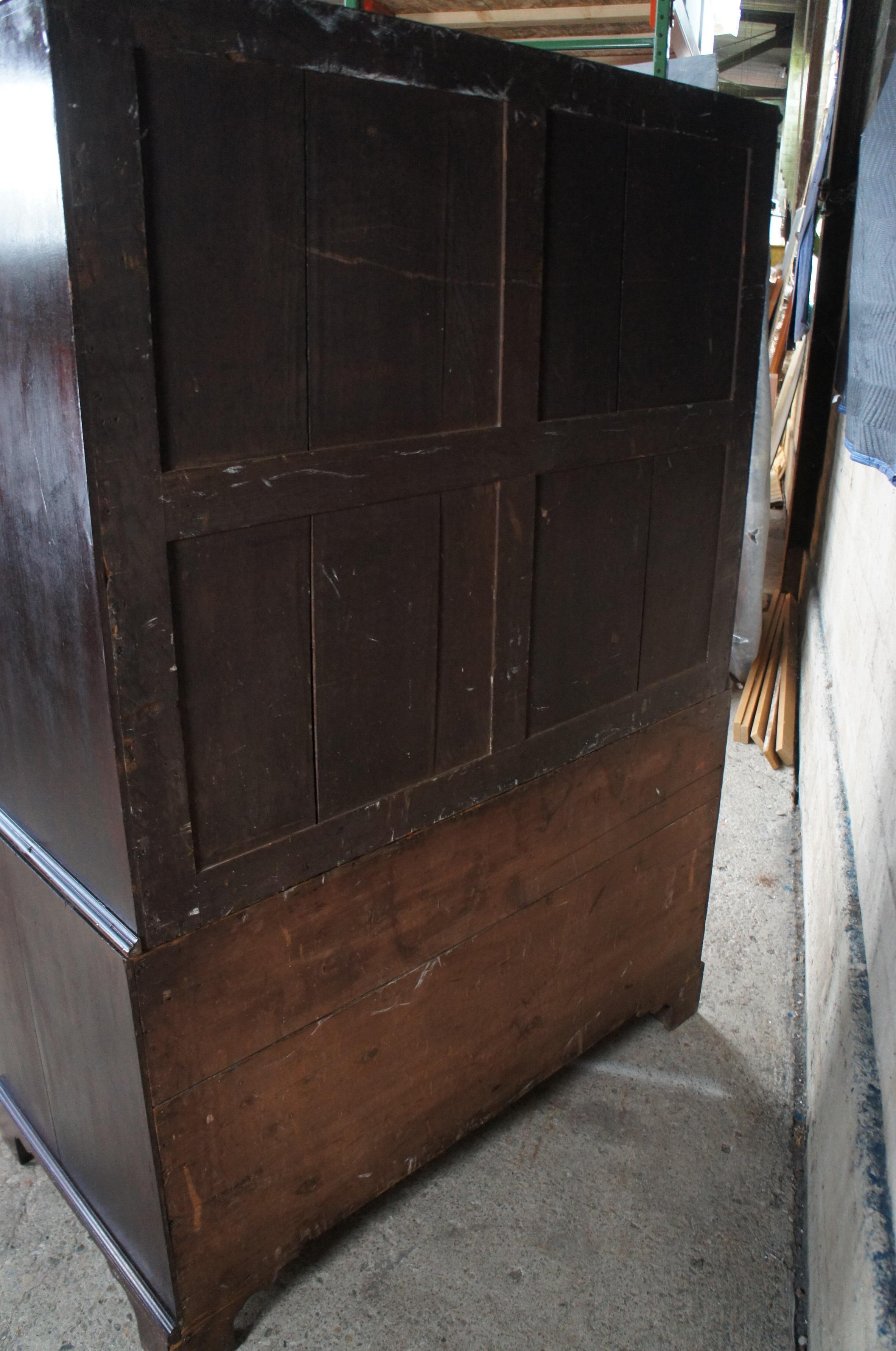 Antique 18th Century George III English Mahogany Linen Press Cupboard Armoire 8