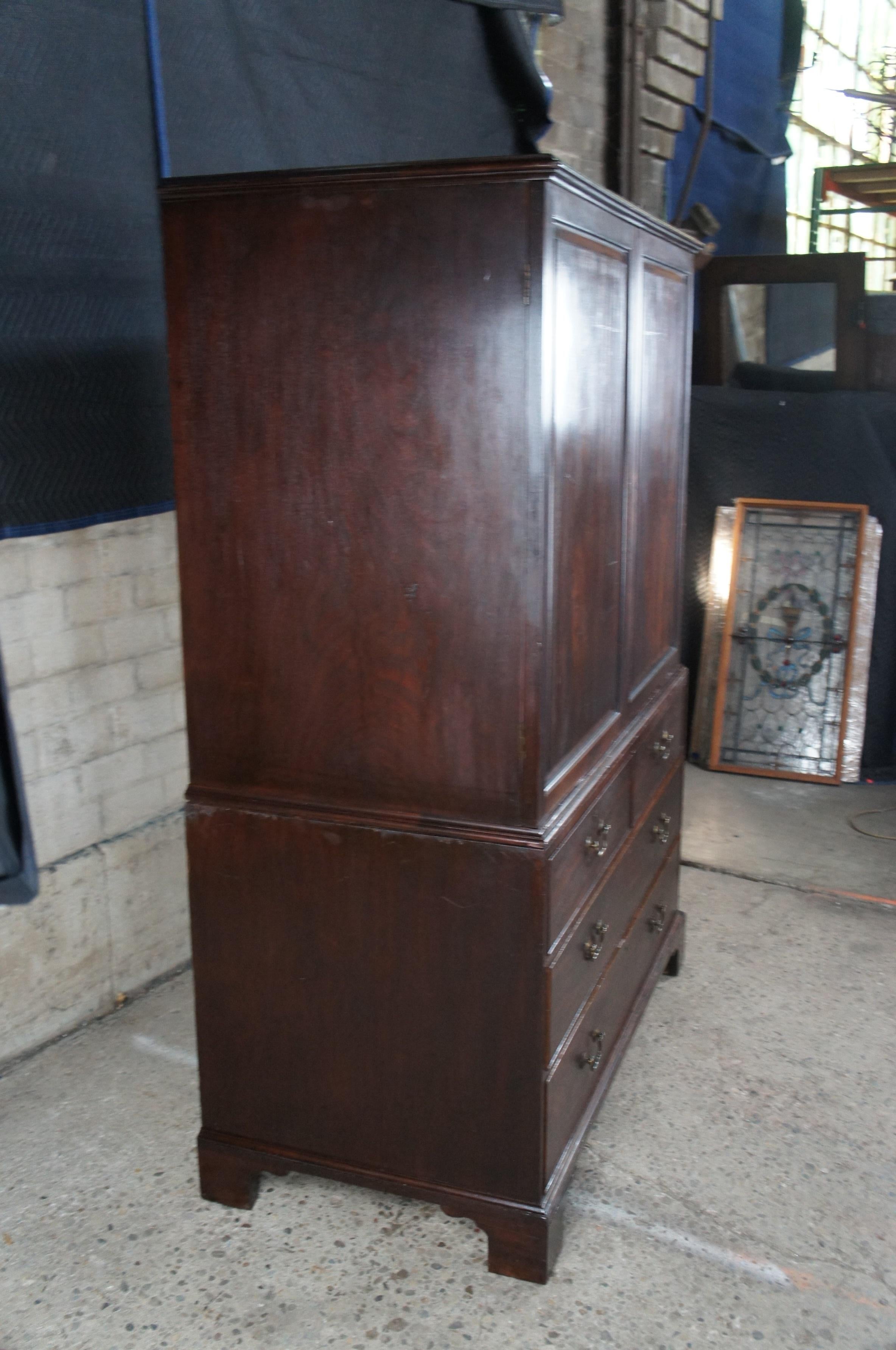 Antique 18th Century George III English Mahogany Linen Press Cupboard Armoire 9