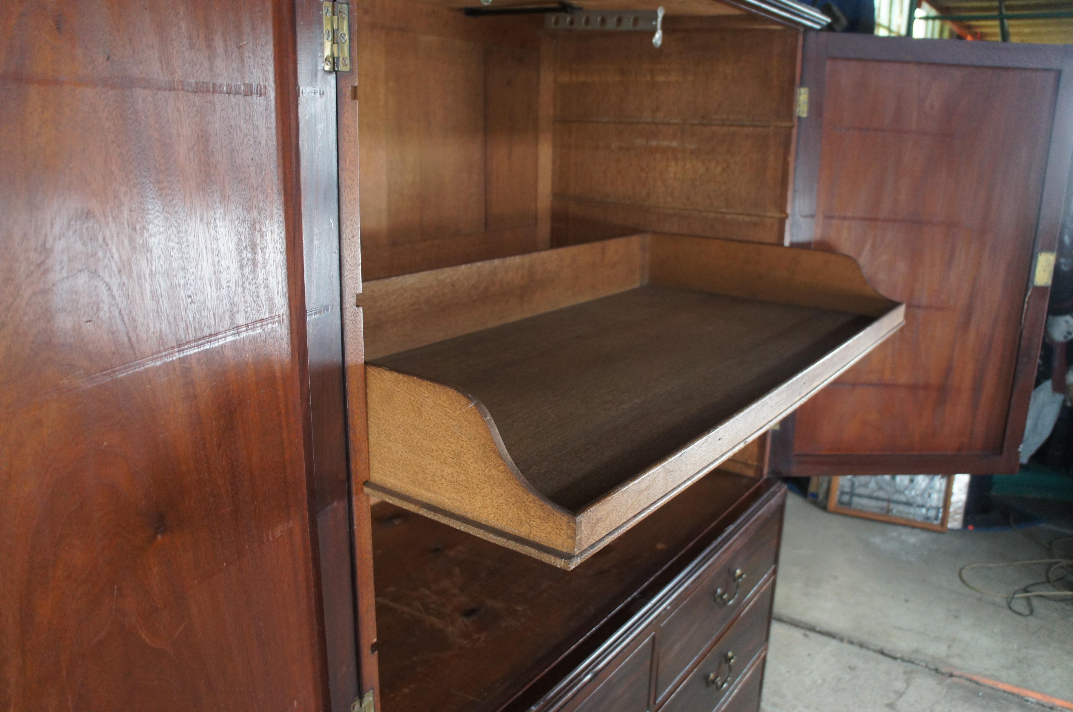 Antique 18th Century George III English Mahogany Linen Press Cupboard Armoire 2