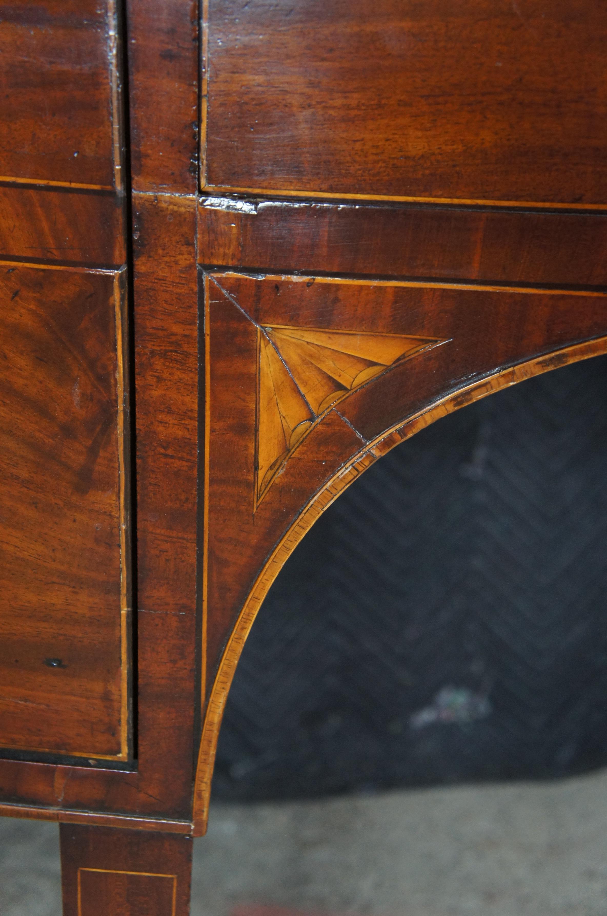 Antique 18th Century George III Inlaid Mahogany Bowfront Buffet Sideboard Server For Sale 7