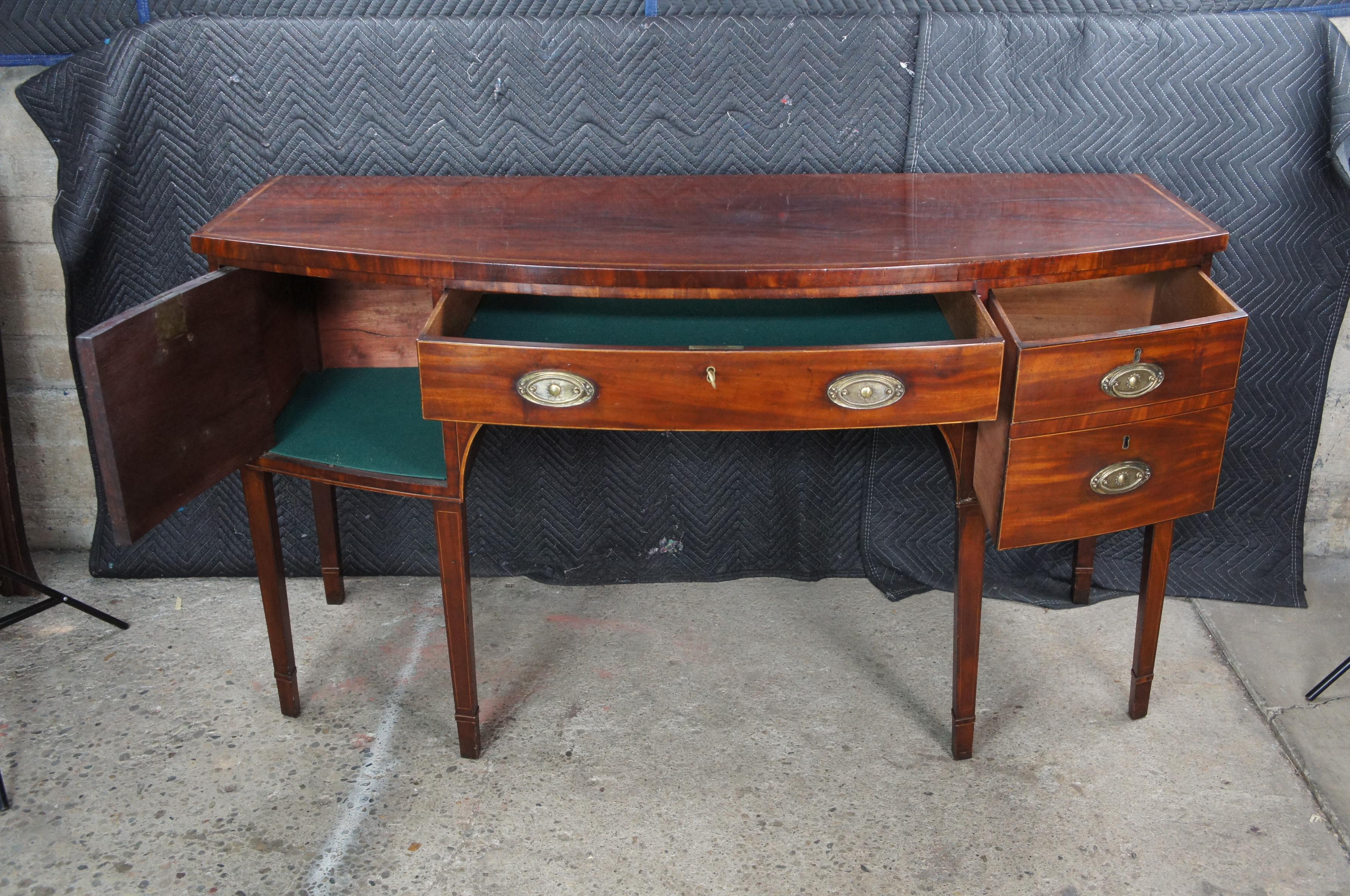 Antique 18th Century George III Inlaid Mahogany Bowfront Buffet Sideboard Server For Sale 3
