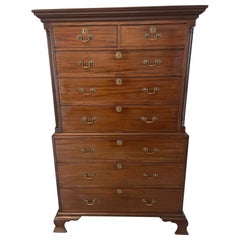 Antique 18th Century George III Mahogany Chest on Chest of Drawers