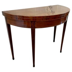Antique 18th Century George III Mahogany Demi-Lune Shaped Card/Side Table