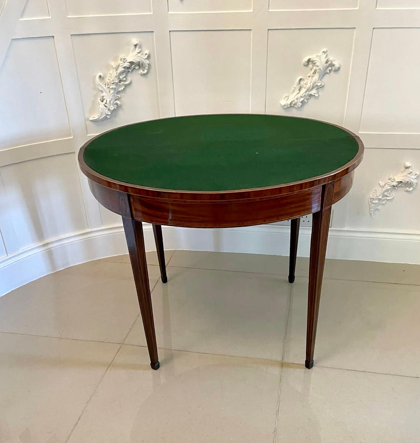 Antique 18th Century George III Mahogany Demi-Lune Shaped Card/Side Table In Good Condition In Suffolk, GB