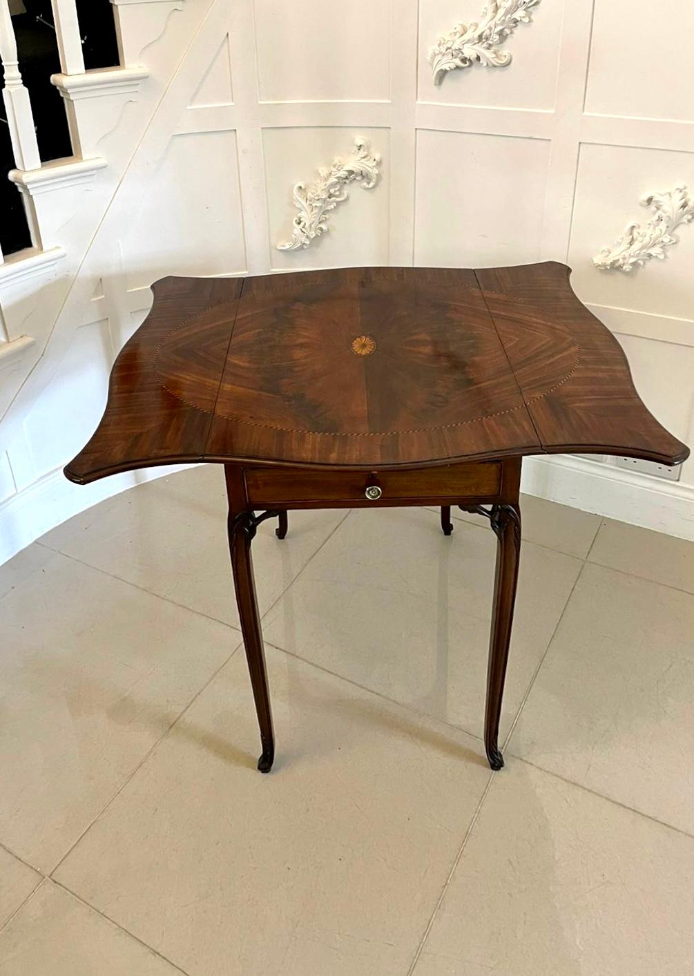 English Antique 18th Century George III Quality Mahogany Inlaid Butterfly Pembroke Table For Sale