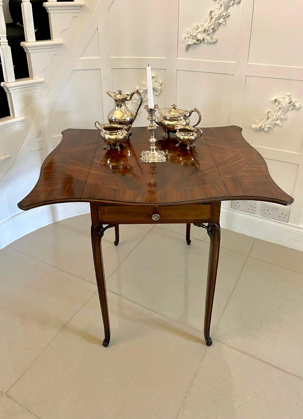 Inlay Antique 18th Century George III Quality Mahogany Inlaid Butterfly Pembroke Table For Sale