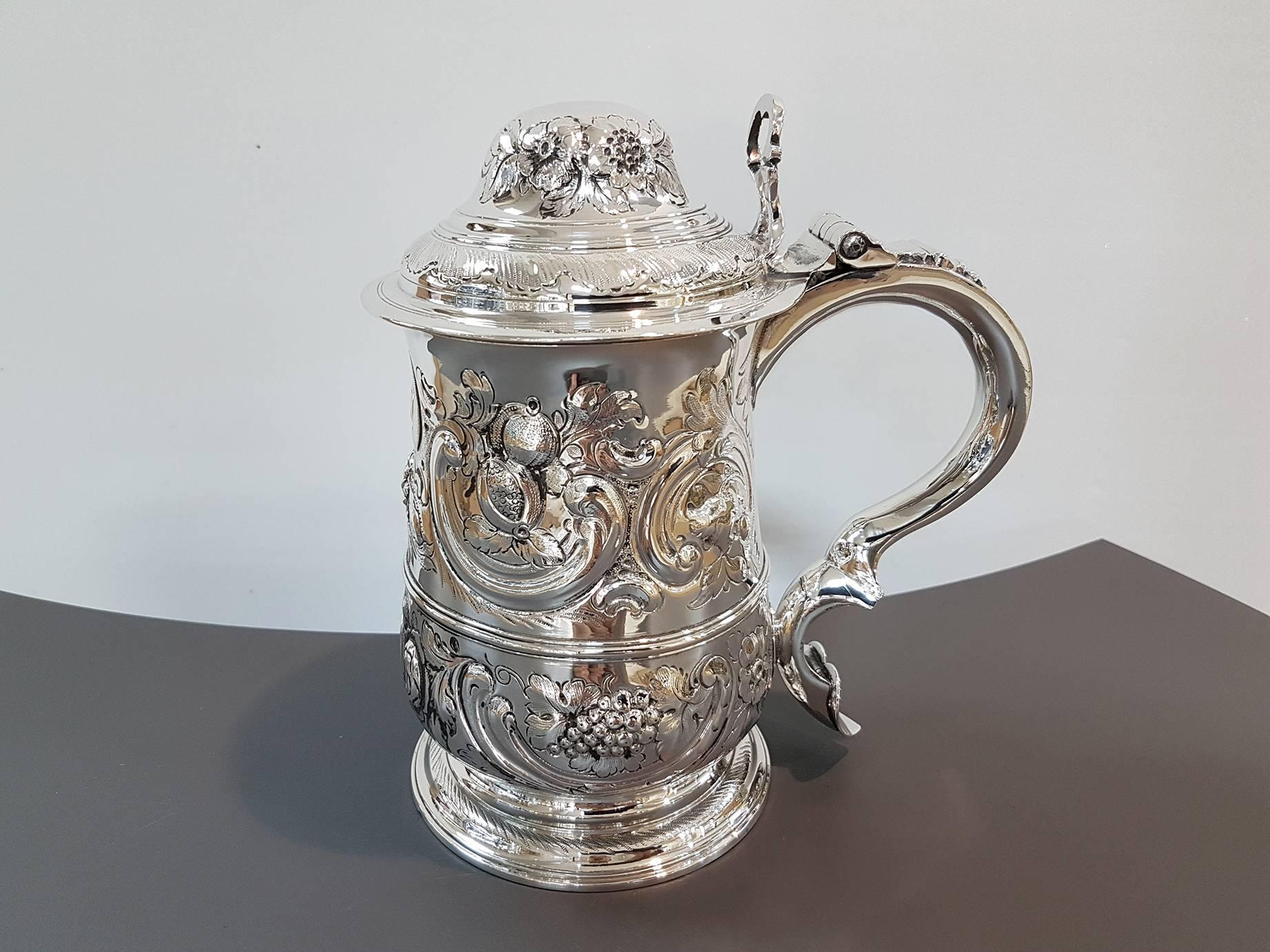 Antique 18th Century George III Sterling Silver Tankard London 1765, John Payne 12