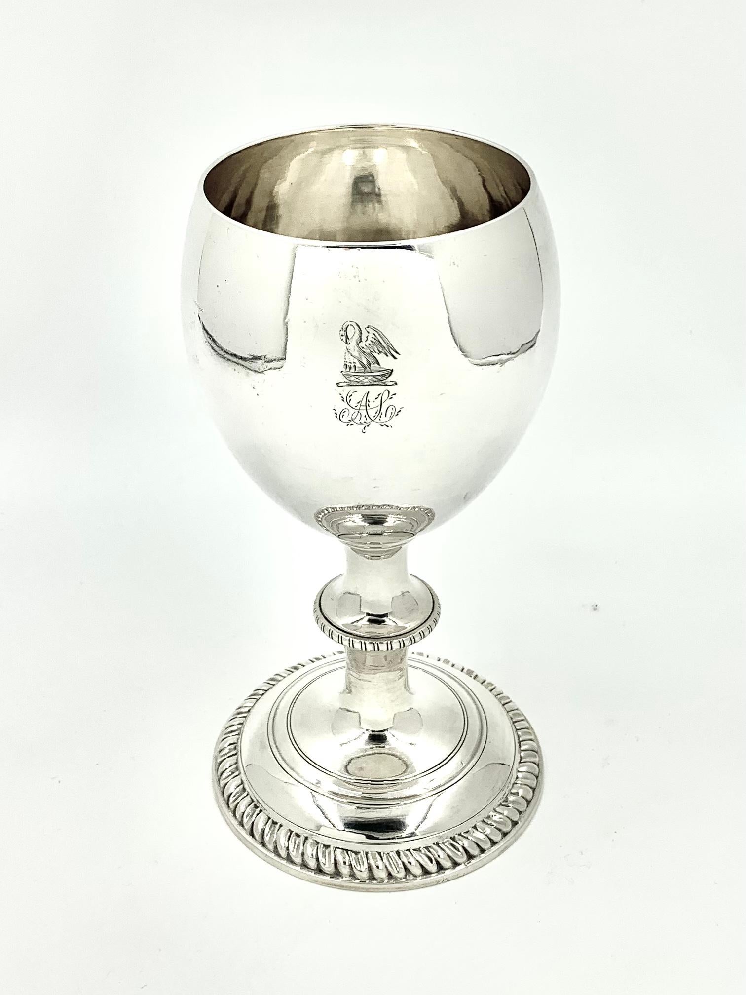 Antique 18th Century George III Sterling Silver Wine Goblet by Aldridge & Green In Good Condition In New York, NY