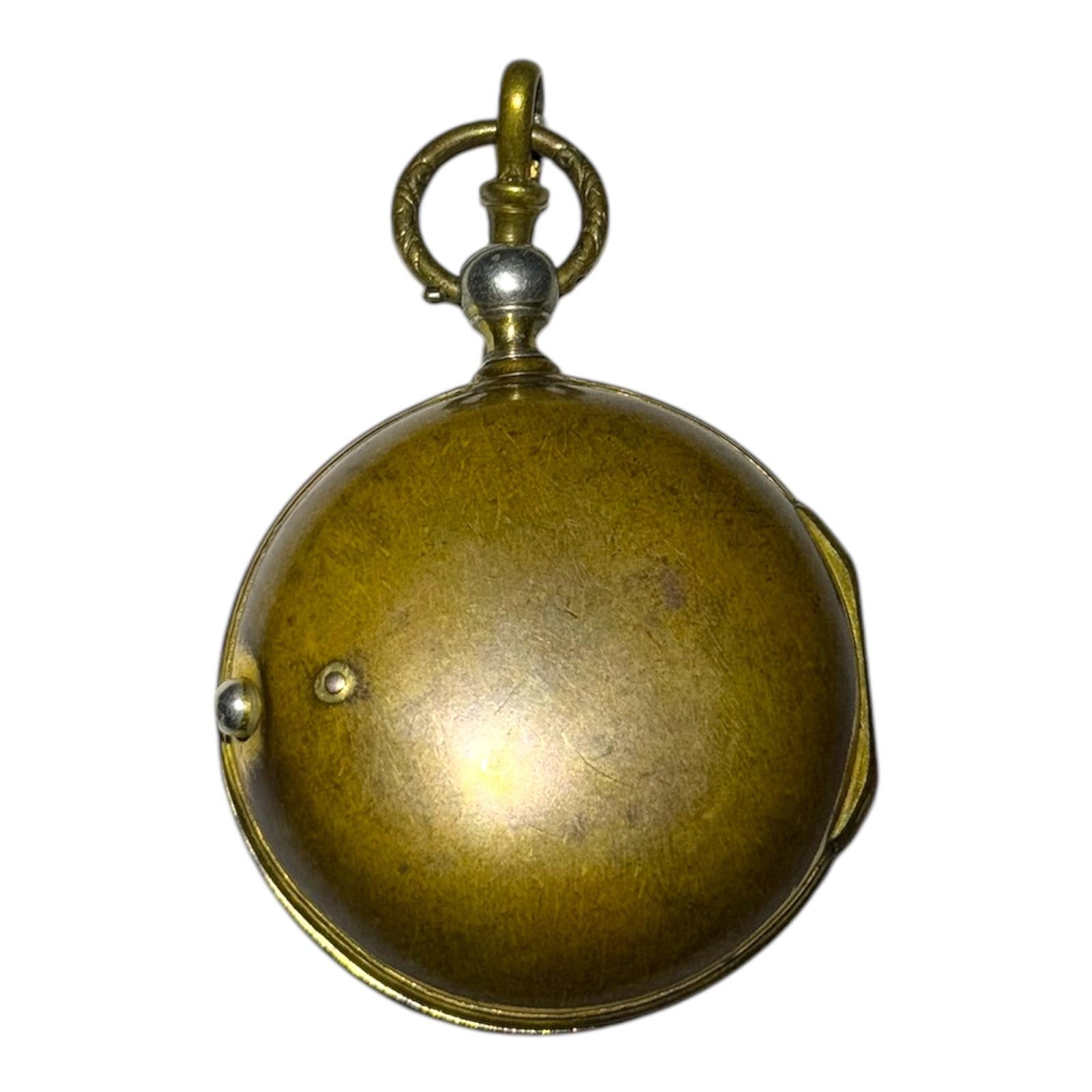 An antique 18th Century George III pocket watch featuring a Verge escapement type and a Fusee movement. The watch has a 47mm size and comes with a case. It is a unique timepiece that showcases the craftsmanship of the era, making it a valuable