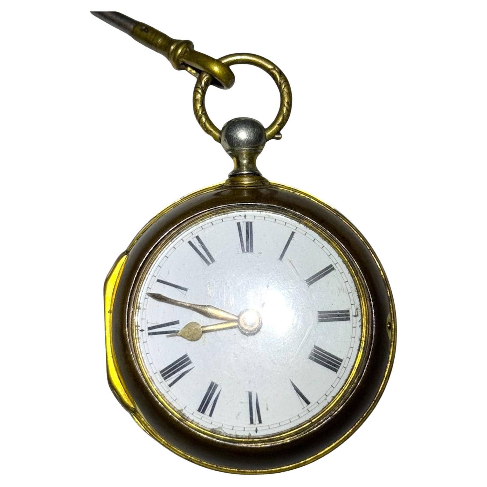 Antique 18th Century George III Verge Fusee London Pocket Watch 47mm With Case