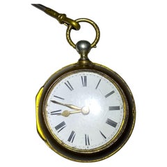 Antique 18th Century George III Verge Fusee London Pocket Watch 47mm With Case