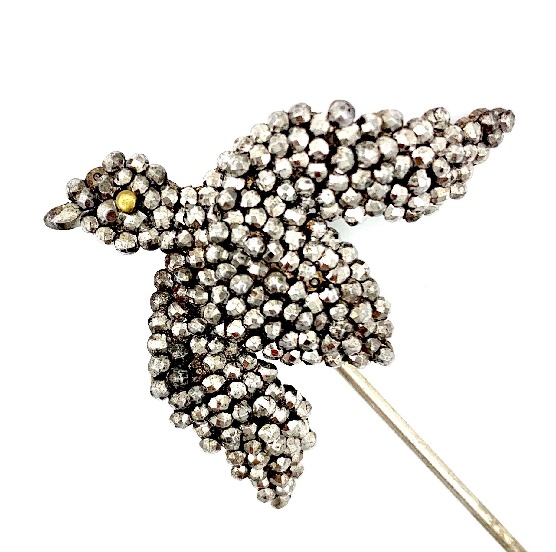 Antique 18th Century Georgian Bird Pin Stickpin Cut Steel In Good Condition For Sale In Munich, Bavaria
