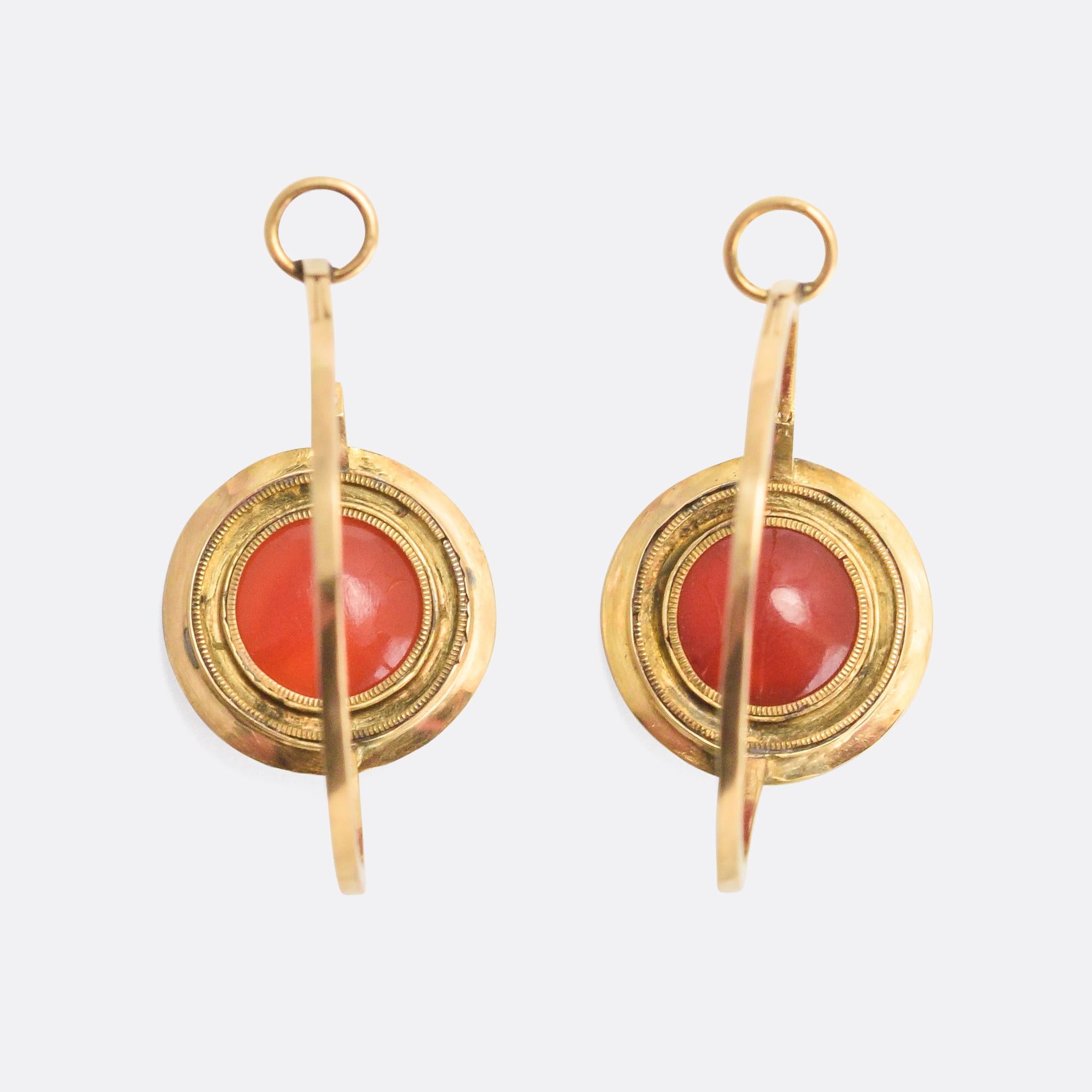 Antique 18th Century Georgian Carnelian Poissarde Earrings In Good Condition In Sale, Cheshire
