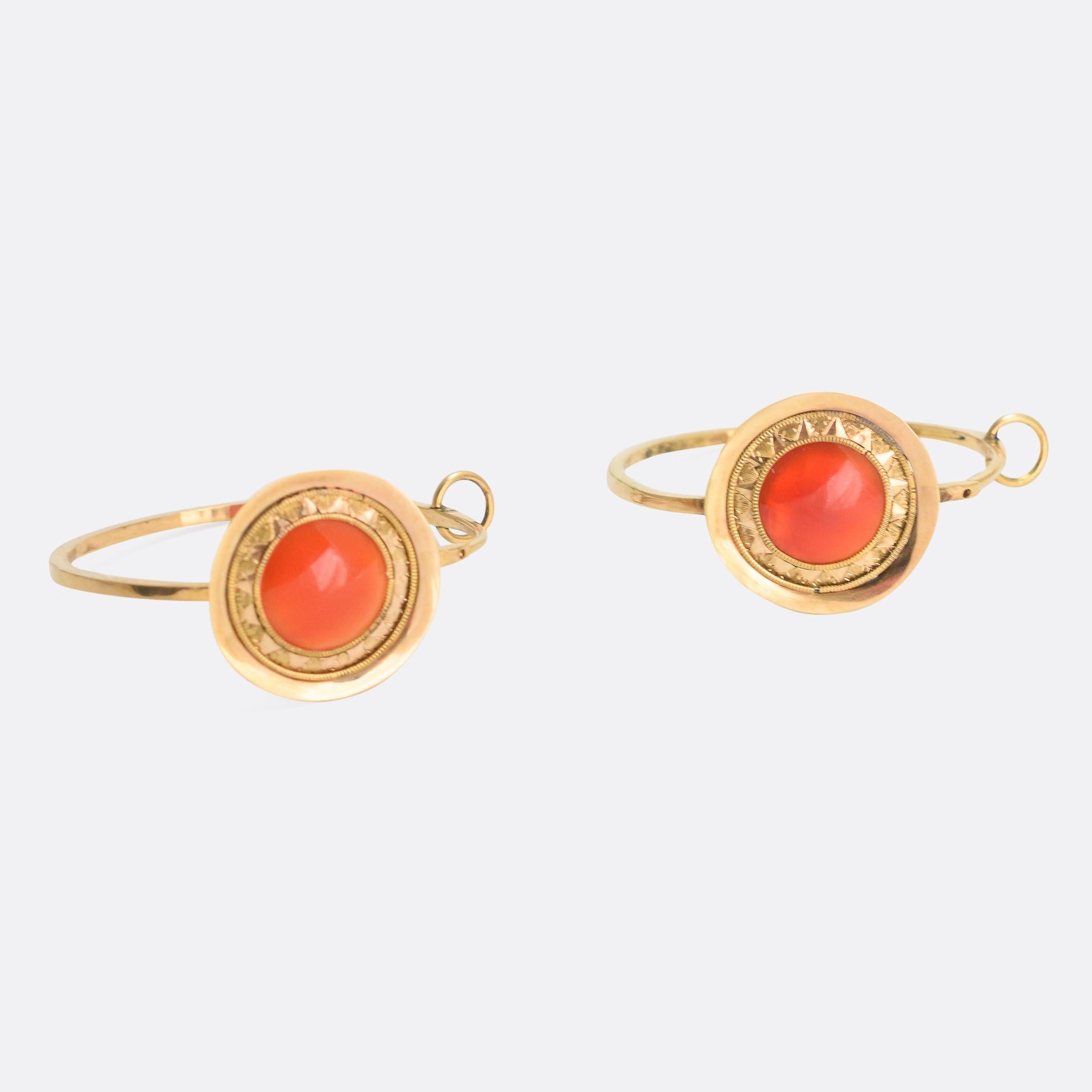 Women's Antique 18th Century Georgian Carnelian Poissarde Earrings