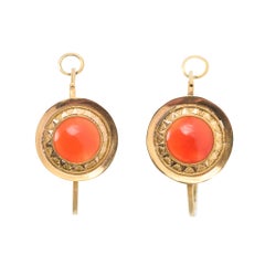 Antique 18th Century Georgian Carnelian Poissarde Earrings