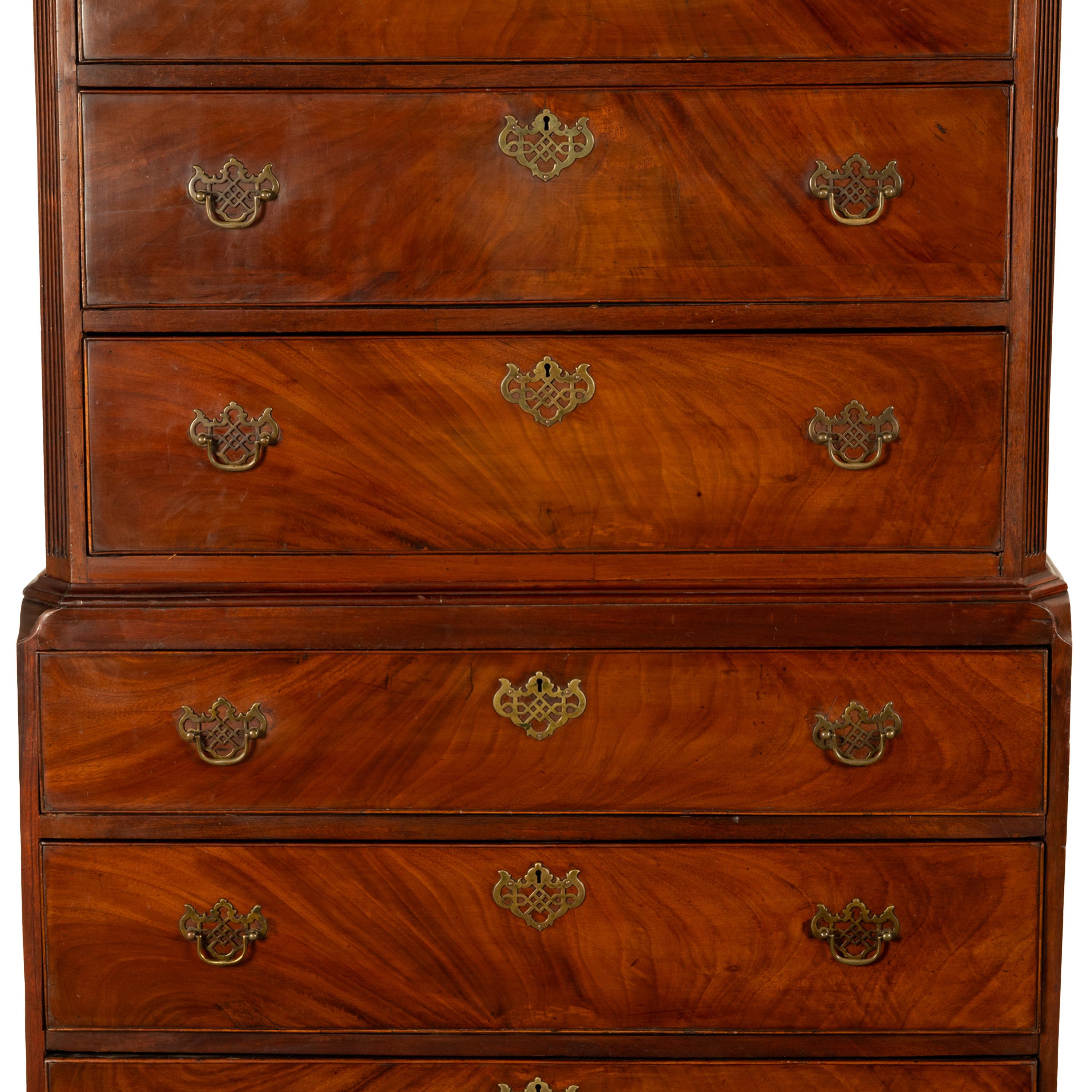 Antique 18th Century Georgian Flame Mahogany Chest on Chest Highboy Dresser 1780 For Sale 7