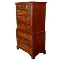 Antique 18th Century Georgian Flame Mahogany Chest on Chest Highboy Dresser 1780