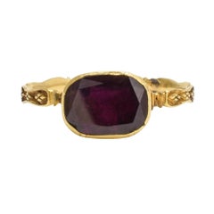 Antique 18th Century Georgian Flat Cut Garnet Ring