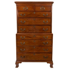 Antique 18th Century Georgian George III Mahogany Tallboy Chest on Chest, 1760