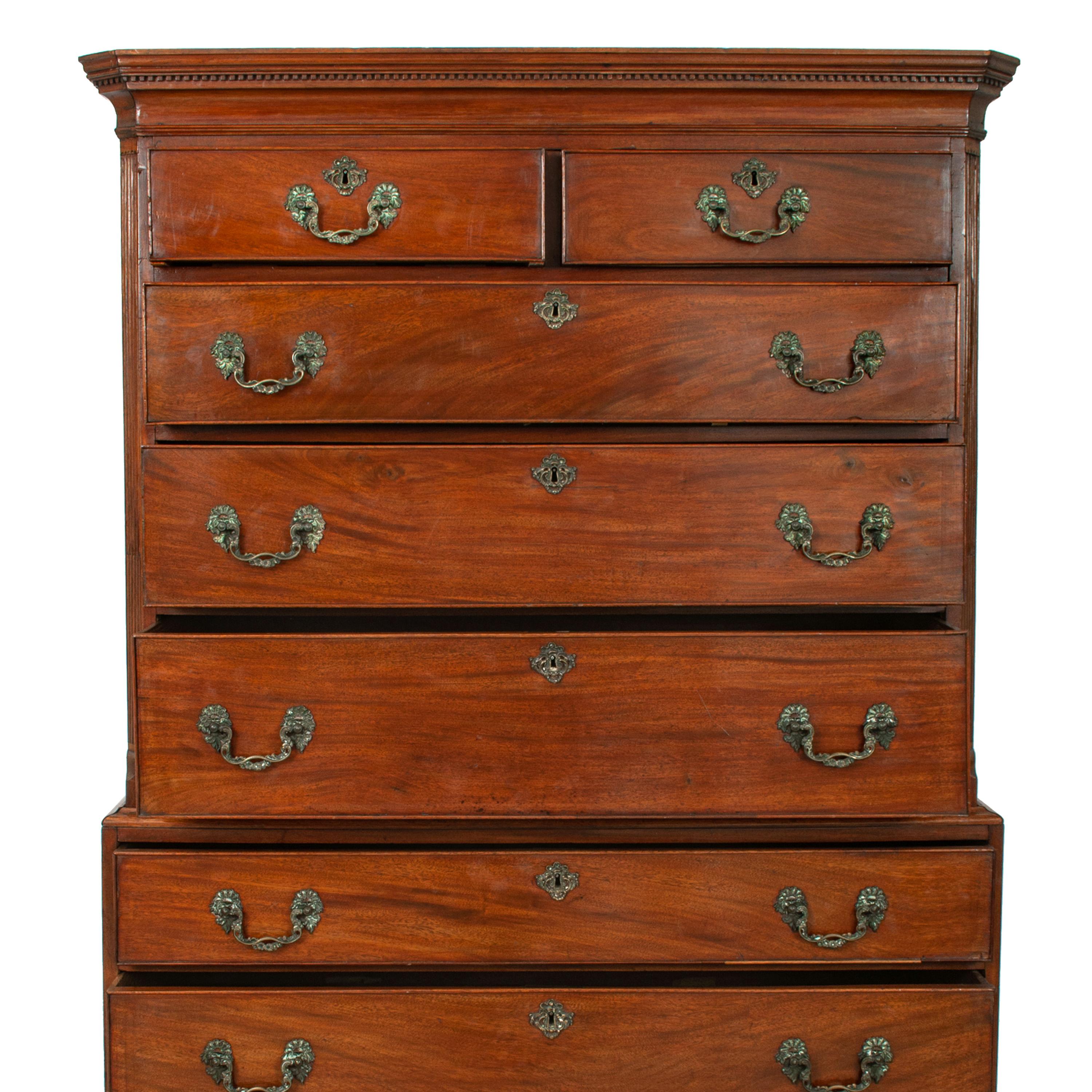 Antique 18th Century Georgian George III Mahogany Tallboy Chest on Chest, 1760 For Sale 1