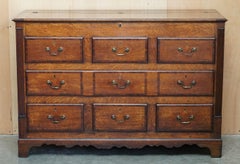 ANTIQUE 18TH CENTURY GEORGiAN HINGED TOP ENGLISH OAK MULE CHEST OF DRAWERS