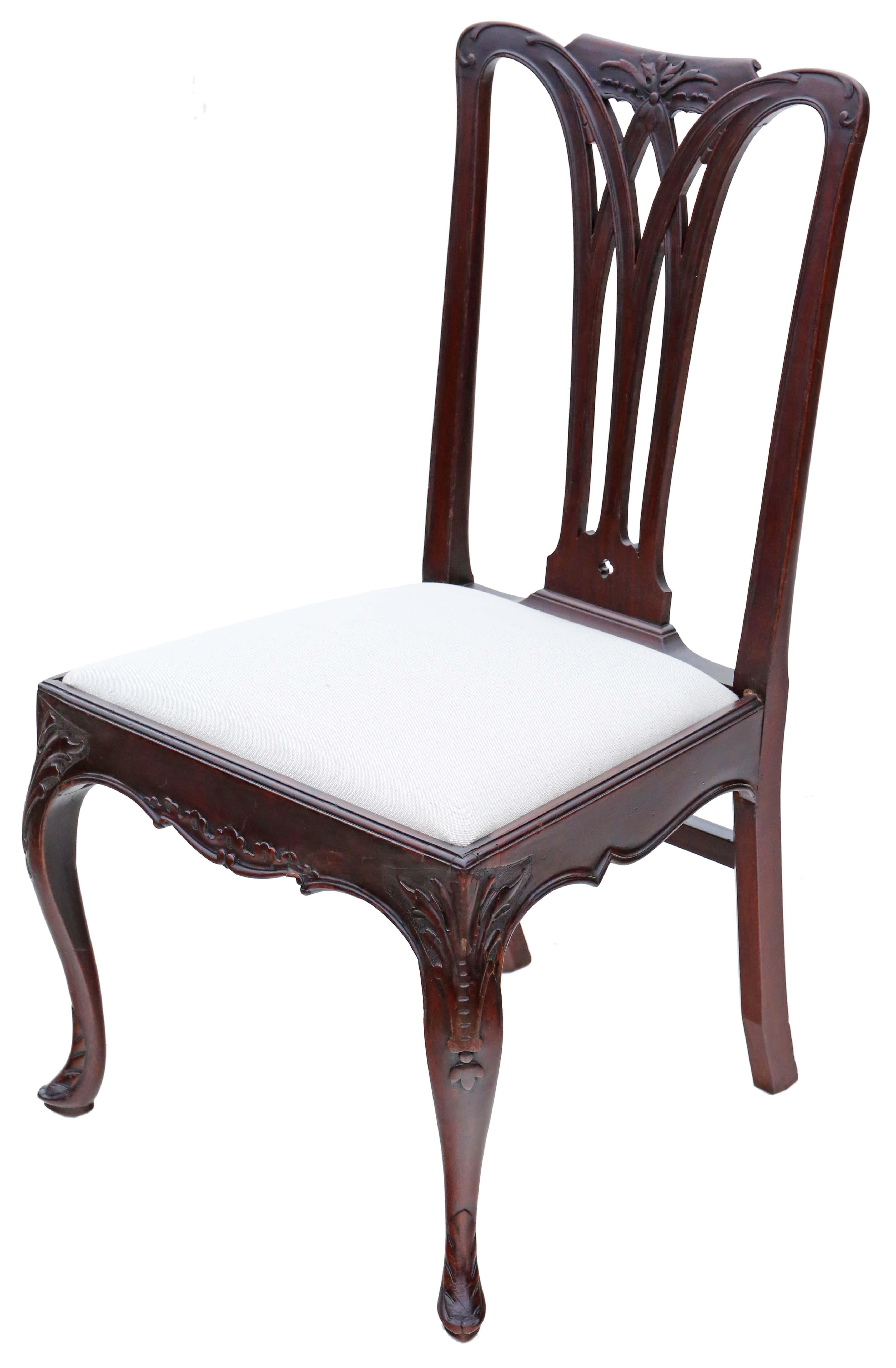 Anciennes chaises de salle à manger en acajou géorgien du 18e siècle : Ensemble de 10 chaises de haute qualité Bon état - En vente à Wisbech, Cambridgeshire