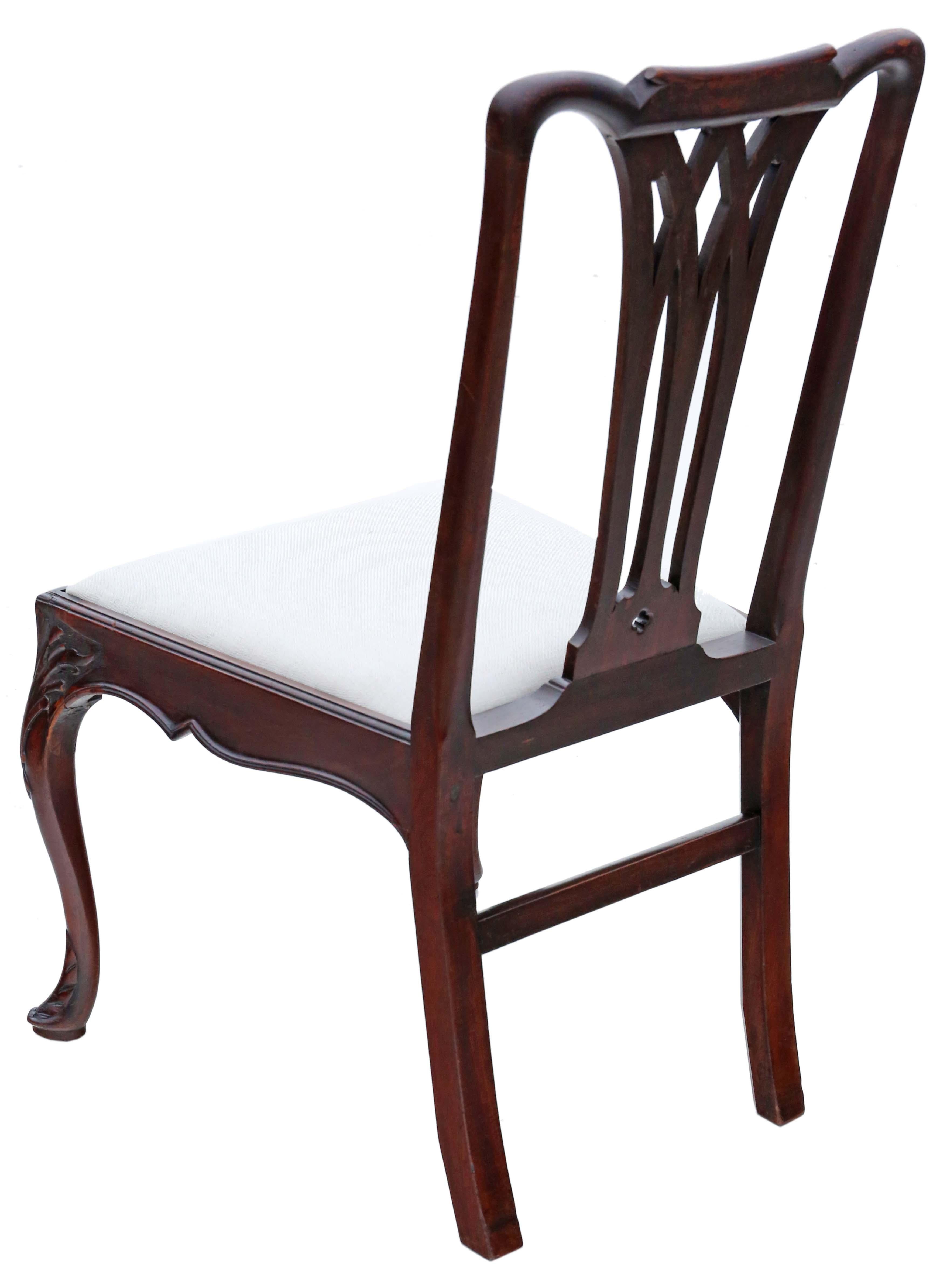 Anciennes chaises de salle à manger en acajou géorgien du 18e siècle : Ensemble de 10 chaises de haute qualité en vente 1