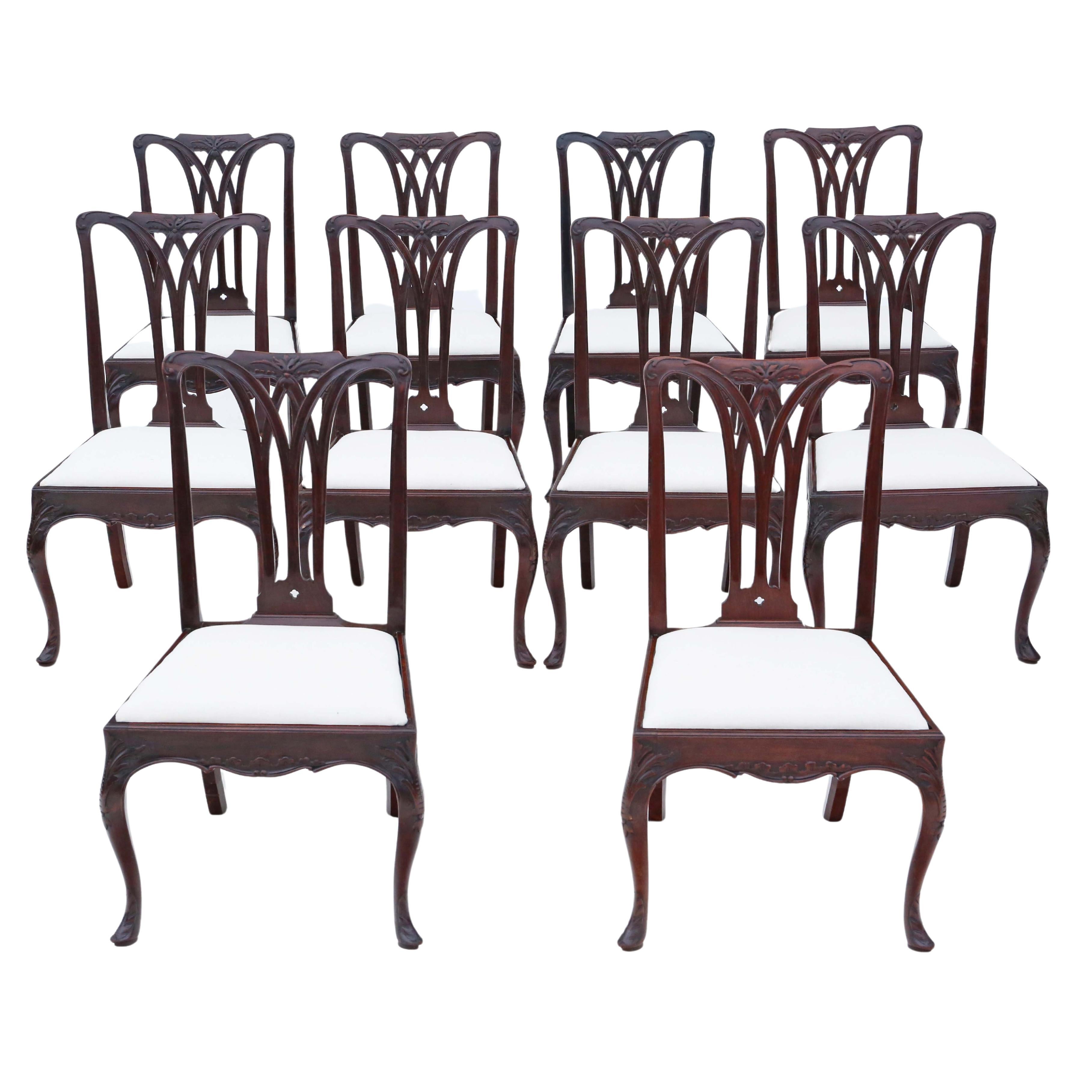 Antique 18th Century Georgian Mahogany Dining Chairs: Set of 10, High Quality For Sale