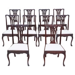 Antique 18th Century Georgian Mahogany Dining Chairs: Set of 10, High Quality