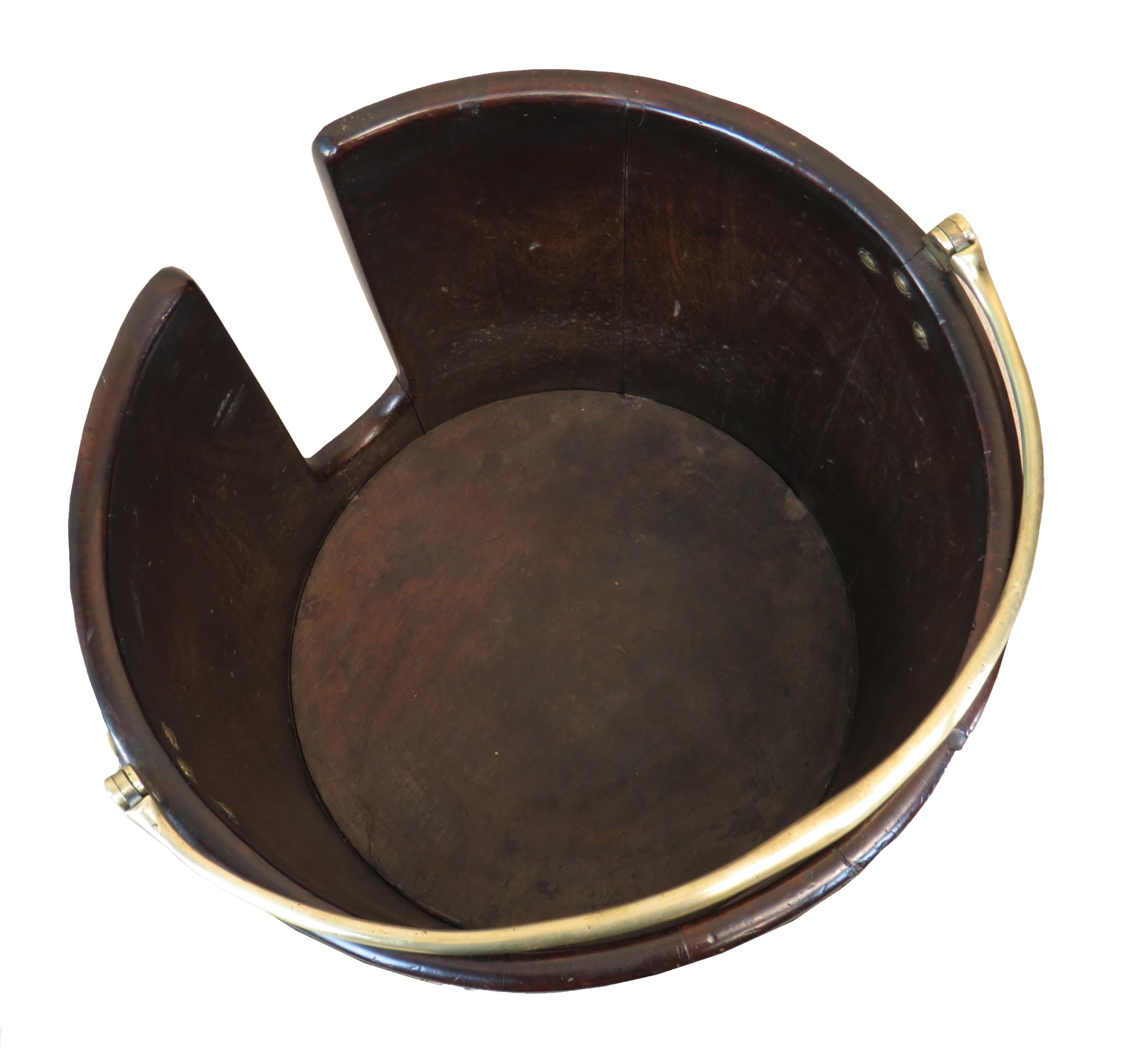 Brass Antique 18th Century Georgian Mahogany Plate Bucket