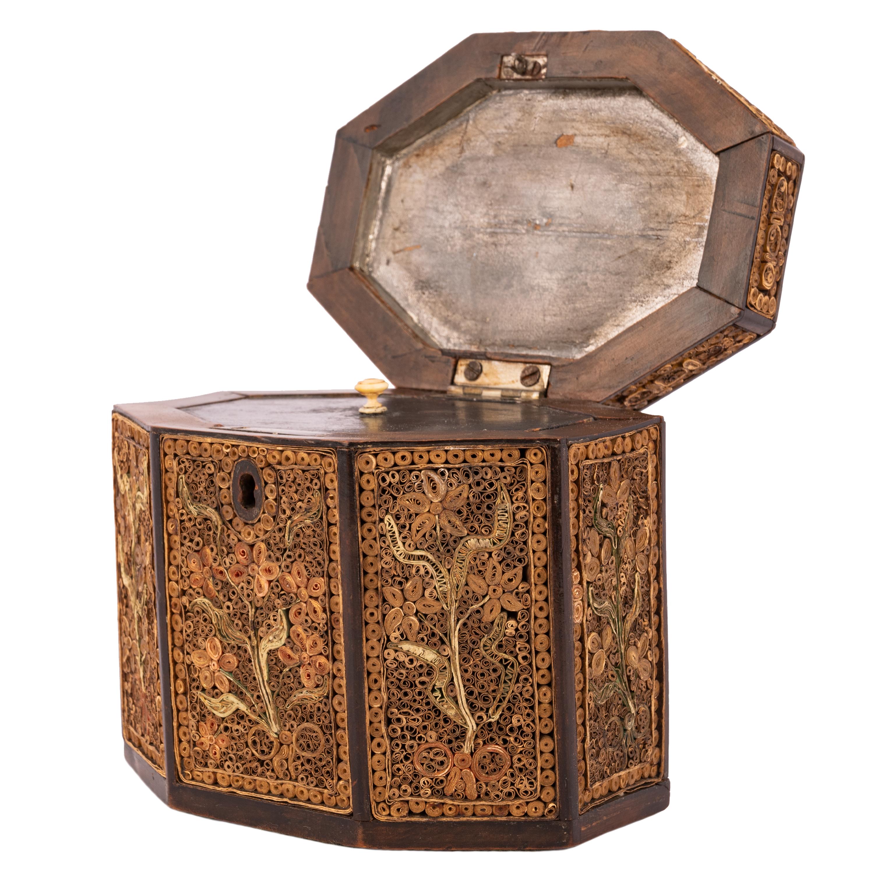 Antique 18th Century Georgian Mahoghany Paper Scroll Work Tea Caddy Box 1780 2