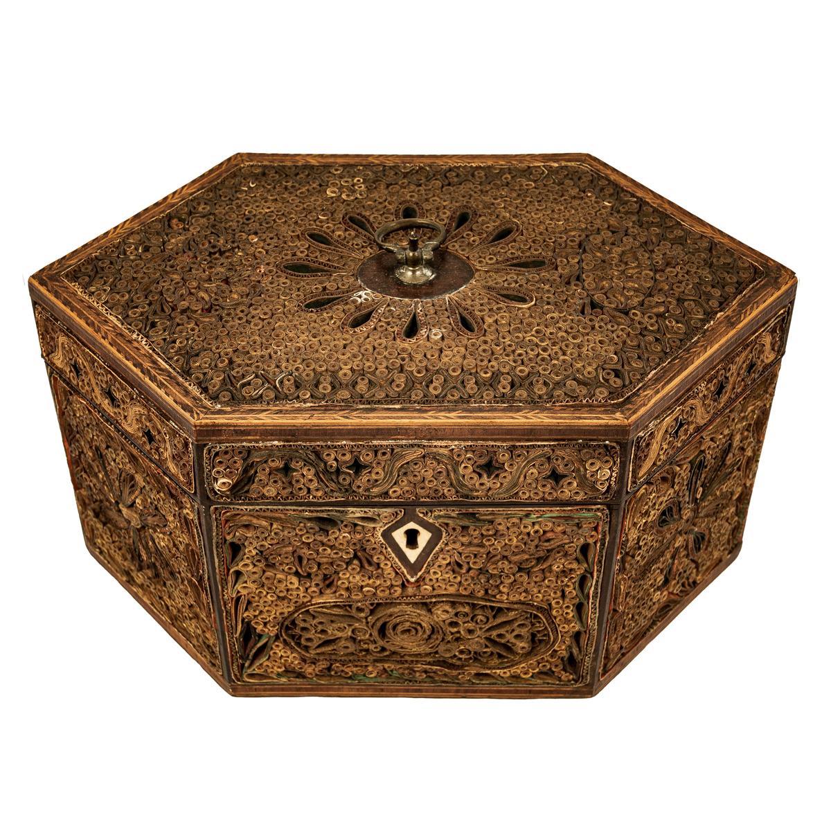 Antigua Caja de Té Georgiana Mahoghany del Siglo XVIII con Pergamino de Papel 1780 en venta