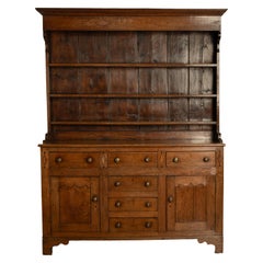 Antique 18th Century Georgian Oak Inlaid Welsh Dresser Plate Rack Sideboard 1780